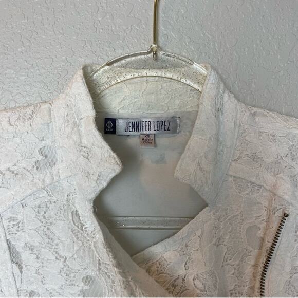 JENNIFER LOPEZ Cream Lace Corset Fitted Cropped Jacket Size XS - Picture 2 of 7